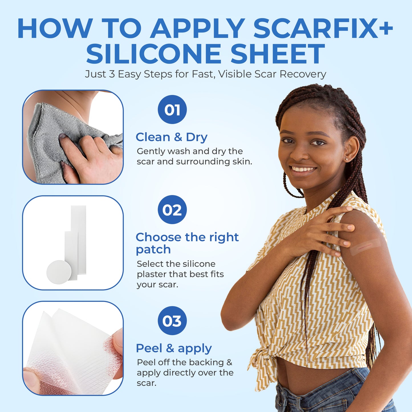 ScarFix+ | Transparent Silicone Scar Plasters for Surgery, Acne & Stretch Marks