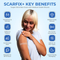 ScarFix+ | Transparent Silicone Scar Plasters for Surgery, Acne & Stretch Marks