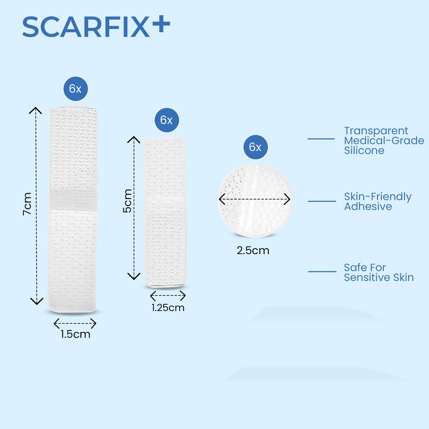 ScarFix+ | Transparent Silicone Scar Plasters for Surgery, Acne & Stretch Marks