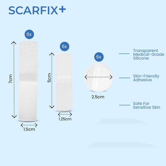 ScarFix+ | Transparent Silicone Scar Plasters for Surgery, Acne & Stretch Marks